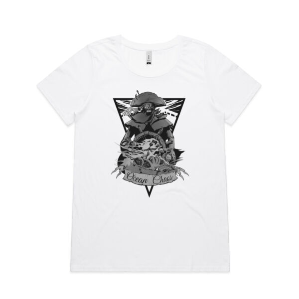 OCEAN CHAOS - B/W - Womens Shallow Scoop Tee Thumbnail