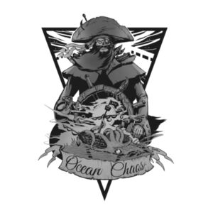OCEAN CHAOS - B/W - Mens Base Longsleeve Tee Design